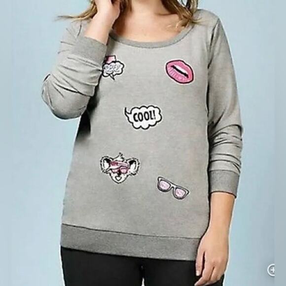 torrid Tops - Rebel Wilson For Torrid Patch Sweatshirt Gray Size 2/2X.